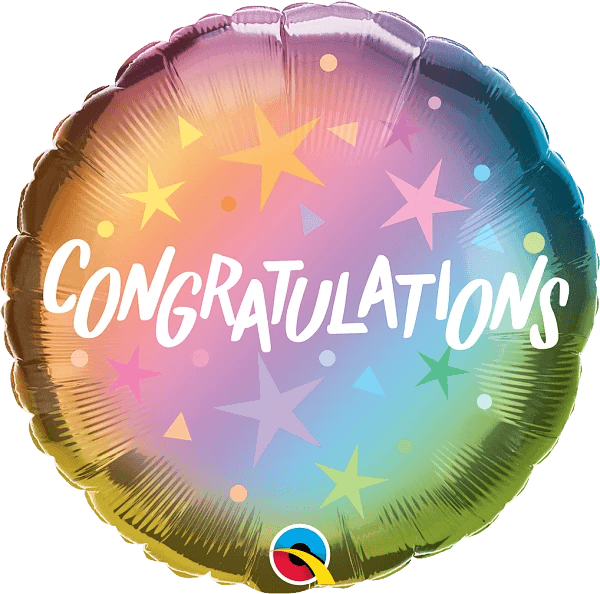 Ein Ballon mit der Aufschrift "Glückwunsch" und Sternen.