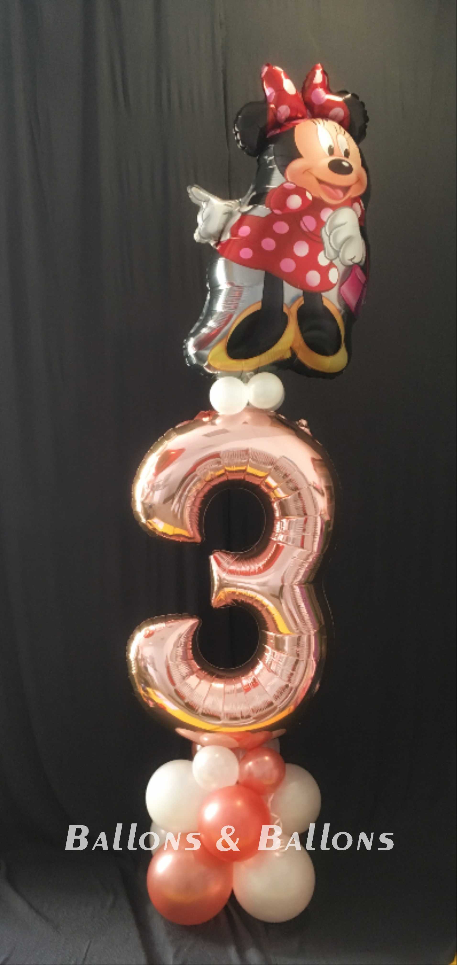 Minnie Mouse Ballonnummer 3 in runder Form.