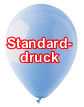 Ein gelber Luftballon mit einem roten Luftballon, der "Standard - Drück" sagt